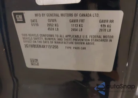 2010 Chevrolet Impala Lt z USA, uszkodzony, nr VIN 2G1WB5EK4A1191268